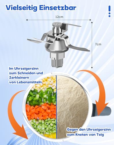 Nóż TM31 kompatybilny z Vorwerk Thermomix TM31, nóż zastępczy, stal nierdzewna, TM31, akcesoria do Thermomix TM31, części zamienne ze szczotkami
