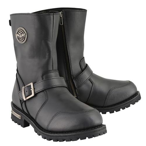 Milwaukee Leather Men's 9-Inch Classic Black Engineer Motorcycle Boots with Gear Shift Guard MBM9090