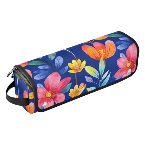 Cartoon Flowers Blue Hot Hair Tools Travel Bag con almohadilla resistente al calor, impermeable para planchas y rizadores de pelo, organizador portátil
