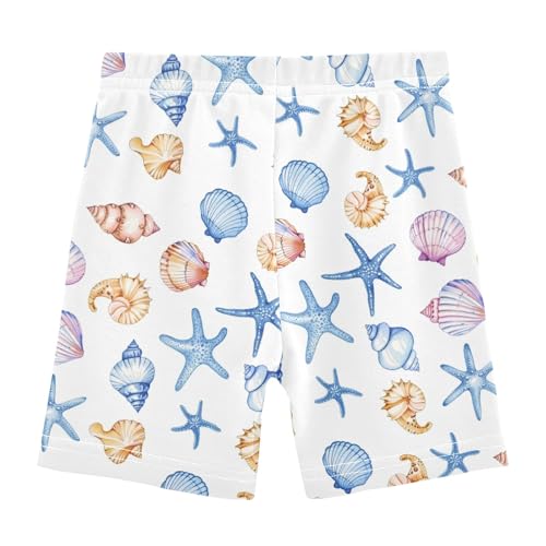 Sea Shell Watercolor Print Girls Shorts Elastic Waist Sports Shorts Girls Leggings Pants for 4-10 Years2