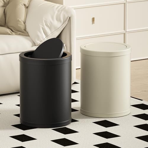 Bote de basura metálico redondo de 15L con tapa blanca miniatura 2