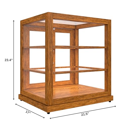 Image of KoolMore 25 in. Light Wood Countertop Upright Dry Bakery Display Case, Pastry, Cake, and Bread Display with Tempered Glass