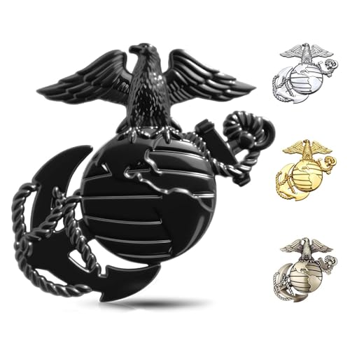 U.S.Marine Corps Car Emblem 3D Eagle Globe Anchor Metal Decal 3.3x3.1 Weatherproof Military Sticker Universal Fit for Cars Trucks Gifts for Veterans & Supporters (Black)