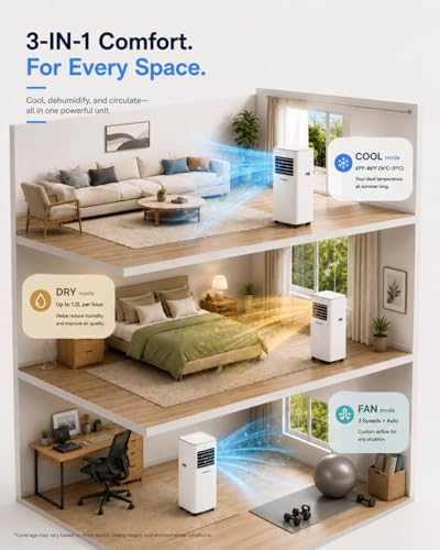Image of Coolblus Portable Air Conditioners, 8400 BTU air conditioner Cools Up to 350 Sq.Ft, 3 in 1 Portable AC with Remote, 24H Timer, Sleep Mode, Window Kit & Filter Brush, No Wall Required
