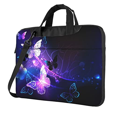 Sacoche à bandoulière pour ordinateur portable 13 14 pouces motif chat chien papillon violet