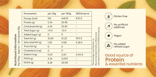 Image of BraveBite Almond Butter | 100% Roasted Almonds Spread | Creamy Almond Nut Spread| 350g