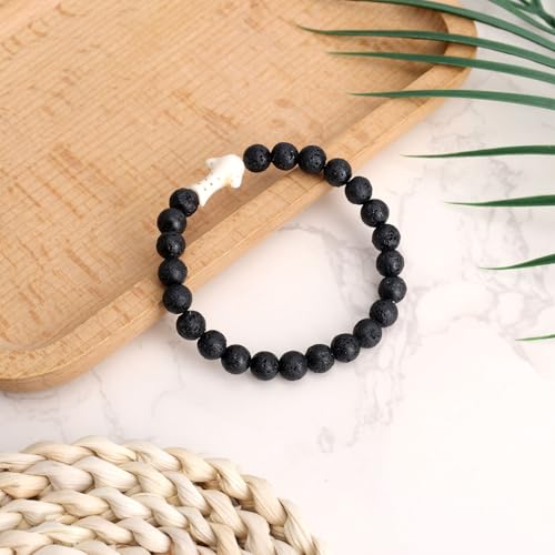 Mikovivi Bracelet Requin Baleine, Bracelet d'Amitié Élastique en Perles de Requin Turquoise Naturelle Bijoux Animaux Marins Accessoires pour Hommes et Femmes Amoureux de l'Aquarium – vue 3