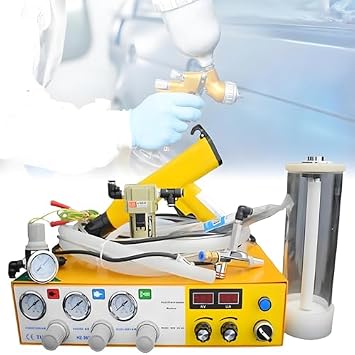 Powder Coating Gun, Manual Electrostatic Powder Coating, 200mm Powder Coating Gun System Kits.Paint Gun Coating System Machine,1L Small Capacity Powder Bucket