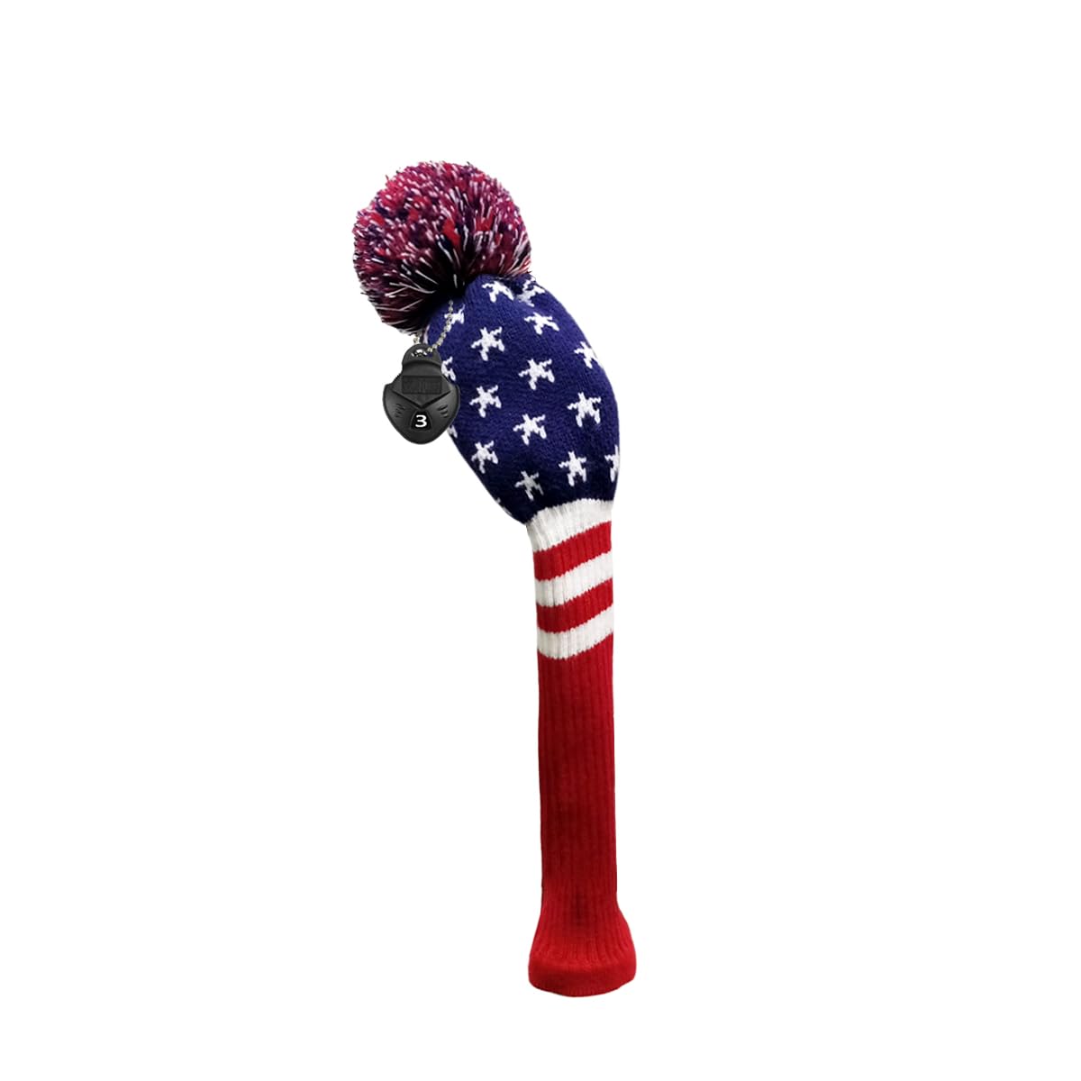 Scott Edward 1PCS Knit Pom Pom Fairway Club Protector Golf Club Cover with Rotating Number Tags,Soft,Portable(Blue White Red Star) — image 1