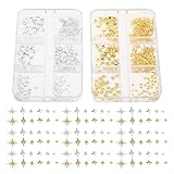 Beavorty Mini Star Nail Charms 2pcs Gold Silver Metal Studs for Nail Art Decorations DIY Manicure Accessories for Women