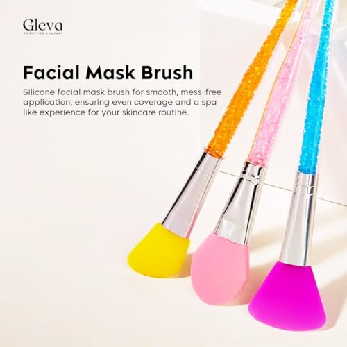 Image of Gleva Silicone Face Brush Beauty Tool, Facial Mud Applicator, Makeup Brushes Set Eye Cosmetics Blush Brush for Powder for Girl & Women (Yellow)