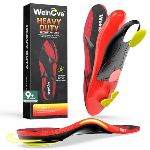 Image of High Arch Support Insoles Men Women Heavy Duty Support Insole Anti-Fatigue Orthotic Inserts for Plantar Fasciitis Flat Feet Pain Relief Standing All Day (S-W: 7-8-255MM)