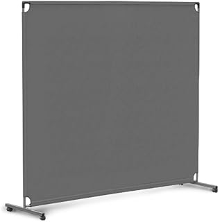 Steel-AID 72-inch Rolling Privacy Room Divider - Freestanding Office Wall Partition with Non See-Through Blackout Screen - Sturdy & Durable Iron Frame - Rolling Wheels - Black, White, Gray & Blue