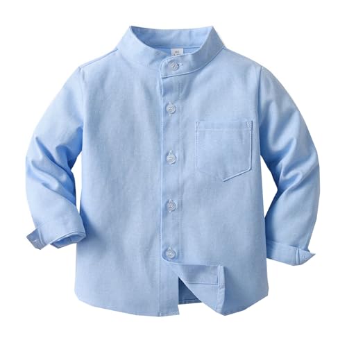 Camisa de Primavera para niño, cárdigan de algodón de un Pecho de Manga Larga de pie de Color sólido, Camisa para niños/324