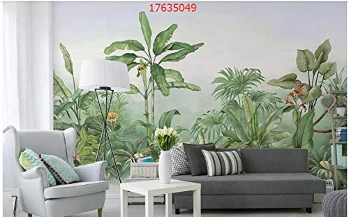 Kundenspezifische europäische Retro nostalgische mittelalterliche handgemalte Bananenpalme Regenwald Wandbild TV Hintergrund Tapete - 200x140cm/79"x