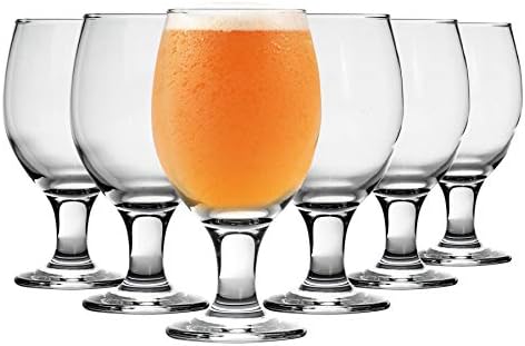 Rink Drink Snifter Beer Glasses - Tulip Style Glass for Real Ale and IPA - Dishwasher Safe - 400ml - Pack of 6