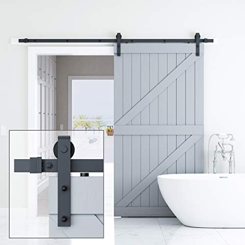 Genius Iron 8FT Single Barn Door Hardware, Classic Design Standard Track with Upgraded