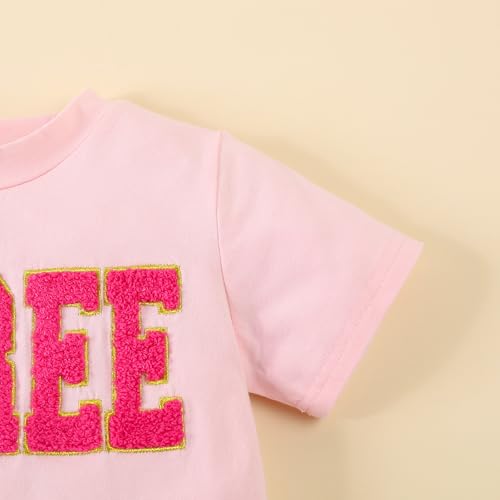 Toddler Baby Girls Birthday Shirt 2nd 3rd 4th Birthday Tshirt Two Three Four Bday Party Outfits Embroidery Tee Tops3
