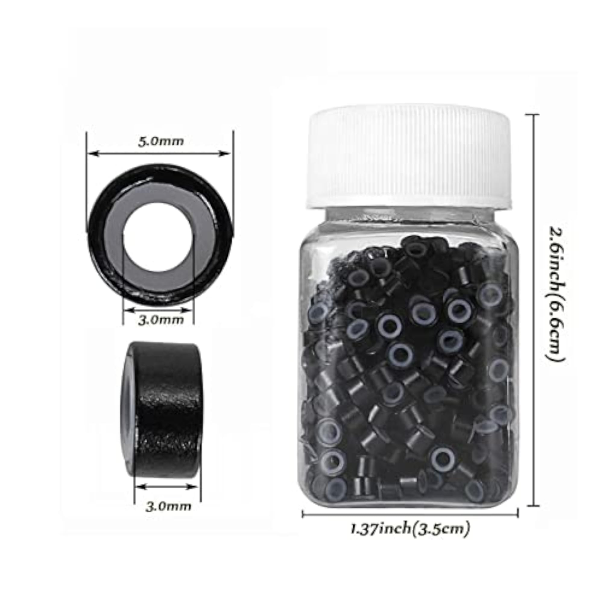 Professional Hair Extension Tool Pliers Hook Needle with 500 PCS Micro Silicone Rings Beads