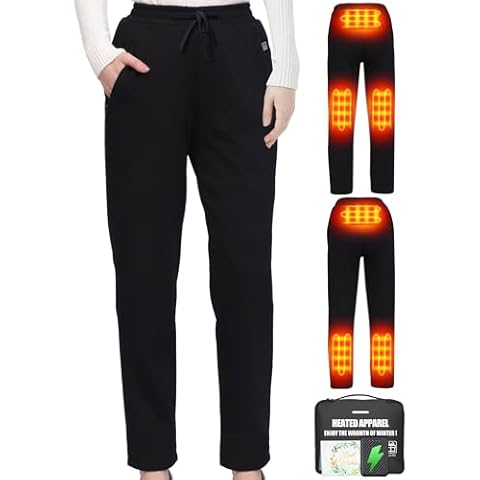 CYCYHEAT Women Heated Pants - Thicken Heating Pants for Womens with Battery Pack, 6 Heated Zone, 3 Temperature Control (US, Alpha, XX-Large, Regular, Regular, Black+(Includes 10000mAh Battery)) Cover