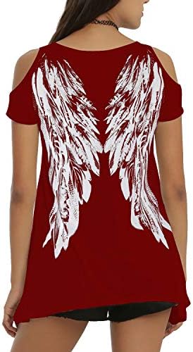Womens Fashion Angel Wing Loose T Shirts Cutout Shoulder Irregular Tops