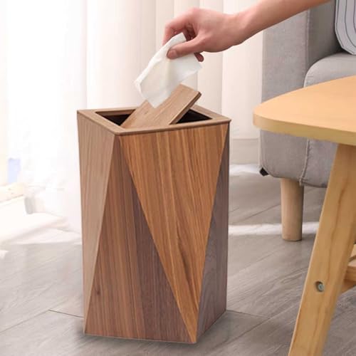 Caneca moderna de madera con tapa batiente 14 litros miniatura 1