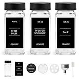 mixed24 24x Gewürzgläser mit Schwarzem Deckel inkl. 240 Etiketten, 30x...