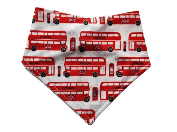 Hannah and Me British baby bib, red bus dribble bib, Union jack baby gift, post box baby bib