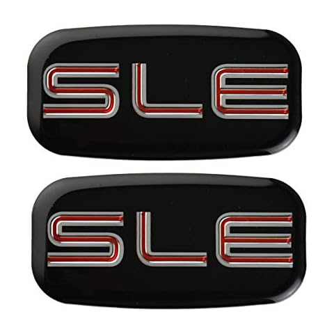 2X SLE Emblems 3D Nameplate Sticker Replacement for GMC Chevrolet Sierra Suburban Yukon 1500 2500 3500 15036134 (Chrome/Red) Cover