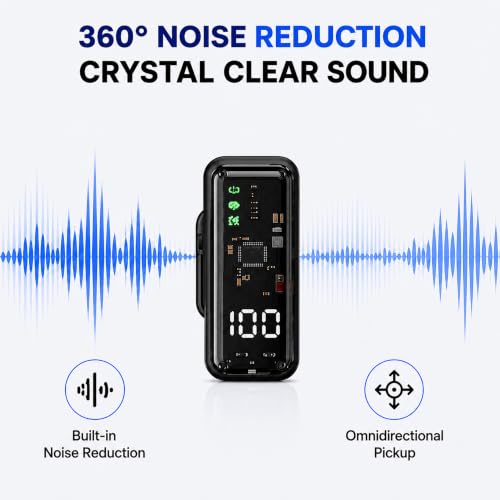Image of OLV S68 Wireless Lavalier Microphone for YouTube Recording, 2.4GHz Clip-on Mic with AI Noise Reduction, Plug & Play, Charging Case, Low Latency, Wireless Mic for Vlogging, Interview & Live Streaming