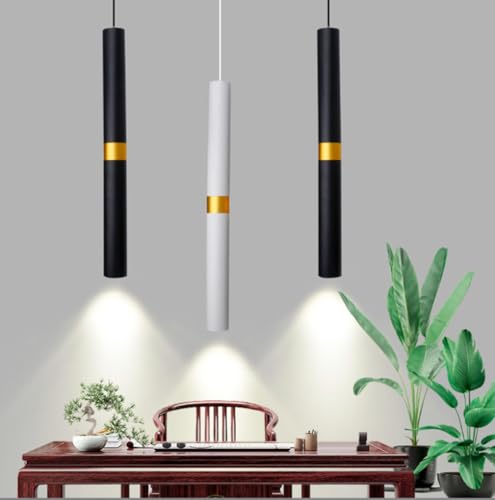 Lámpara colgante LED cilíndrica de 5W y luz neutra 4500K en color negro 4