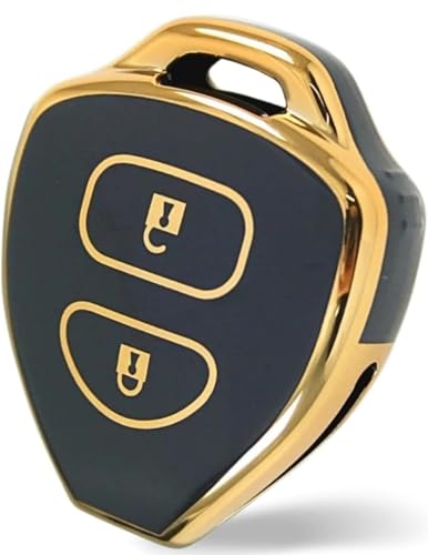 Image of TPU Car Key Cover Black & Golden Compatible for Toyota Innova, Fortuner, Corolla, Camry (Toyota, 2 Button Remote Key)