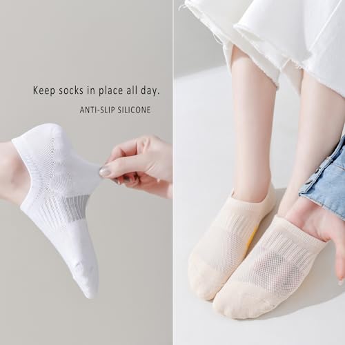 Image of EPEIUS Thick No Show Socks for Women Athletic Ankle Socks Cushioned Running Low Cut Non Slip Footies 3 /6 Pairs