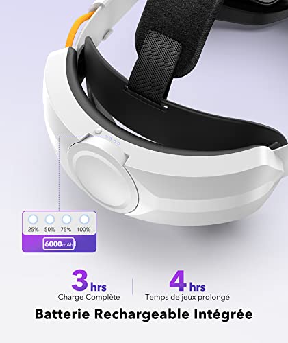 6000 mAh Gurt mit externem Akku für Oculus Quest 2, verstellbar, Ersatzgurt für Quest 2, verbesserte Version – Balancierung des Kopfes in VR Helm Meta - Image 4