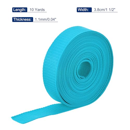 Image of MECCANIXITY Lightweight Polypropylene Webbing Strap 1.5 inch 10 Yard Backpack Strapping Band Aquamarine Blue for Outdoor Luggage Cargo Straps