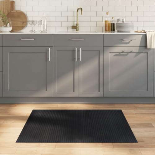 Frdhee Alfombras modernas Alfombras Salón Alfombra Rectangular Negro 80 x 100 cm Bambú, Para Dormitorio, Salón, Habitaciones Pequeñas, Diseño Moderno