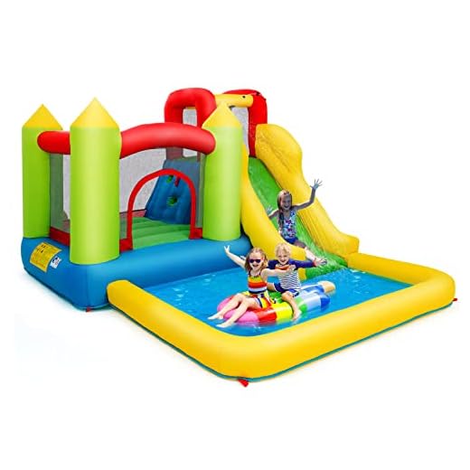 HONEY JOY Inflatable Water Slide, Giant Water Bounce House Water Park w/Climbing Wall & Slides, Splash Pool, Outdoor Blow up Water Slides Inflatables for Kids and Adults Backyard(Without Blower)