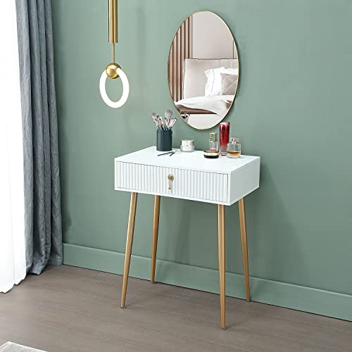 LUMIAX White Vanity Desk with Drawers,Makeup Table with Storage,Dressing Table(without Mirror & Stool) (23 Inch)