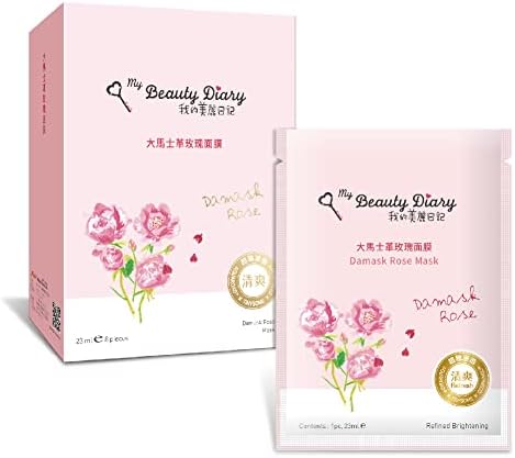 My Beauty Diary-Damask Rose Facial Mask, Softening and Brightening Collagen Essence Face Sheet Mask for Natural Look(8 Combo Pack)