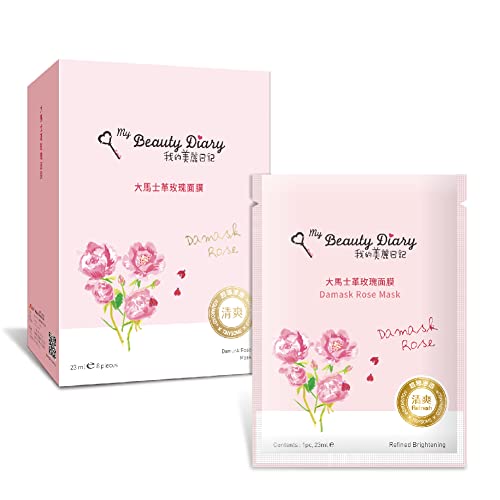 My Beauty Diary-Damask Rose Facial Mask, Softening and Brightening Collagen Essence Face Sheet Mask for Natural Look(8 Combo Pack)