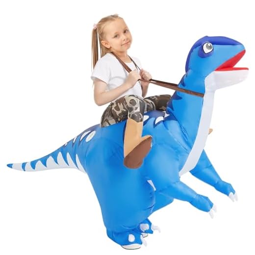 GOOSH Inflatable Dinosaur Costume Kids Halloween Blow up Costumes for Boys Girls Funny Riding Diplodocus Air Costume for Party Cosplay