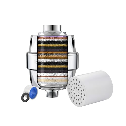 Ibergrif M91010 Filtre Douche pour Eau Dure, Avec Cartouche Remplaçable Pour Éliminer le Chlore et Les Métaux Lourds