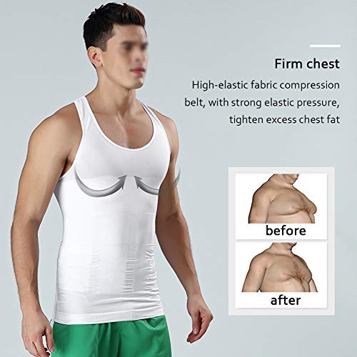 Compressie Shirt Hesje Naar Zich Verstoppen Mannen Borsten Moobs Afslanken Shapewear Maak Hele Buik Plat (Color : White, Size : XL) - Image 5