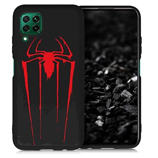 ZhuoFan Huawei P40 Lite 4G/Nova 6 SE fodral, ultratunt telefonskal skal silikon svart matt med mönsterdesign stötsäker mjuk TPU-baksida stötfångare hud för Huawei P40 Lite 4G, röd spindel