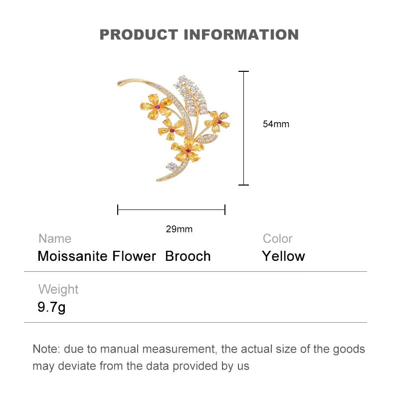 Image of 14K Gold Wheat Sheaf Brooch Embellished with Lustrous Colored Gemstone Flowers, Moissanite Accents Elevate its Elegance, Unique Botanical Jewelry Gift for Women