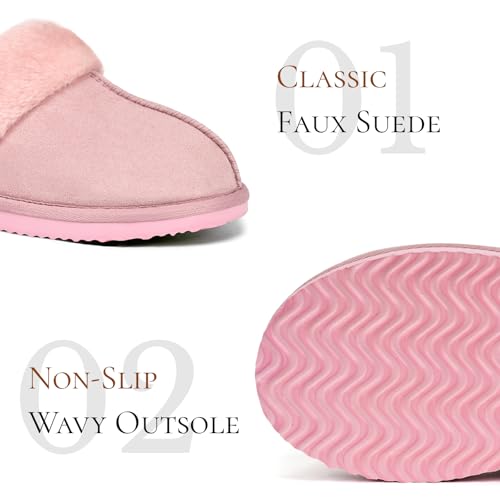 Image of OOW Fuzzy Slippers for Women Cozy Faux Fur House Shoes Memory Foam Slippers | Winter, Warm Slippers, Indoor and Outdoor