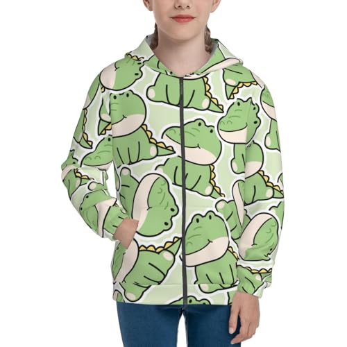 Cute Crocodile Kids Pullover Hoodies Boys Zip Up Sweatshirts Girls Athletic Clothes with Pocket3