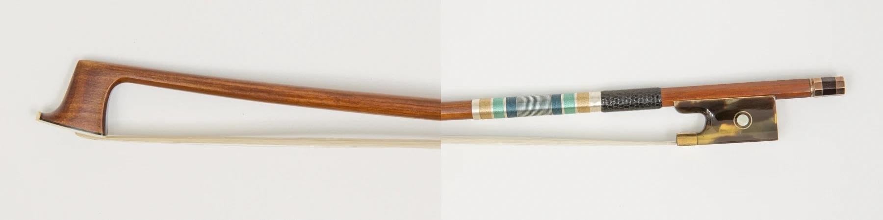 Handgefertigte Geigenbögen Violinbogen 4/4 Muschel Naturpferdehaar Gold