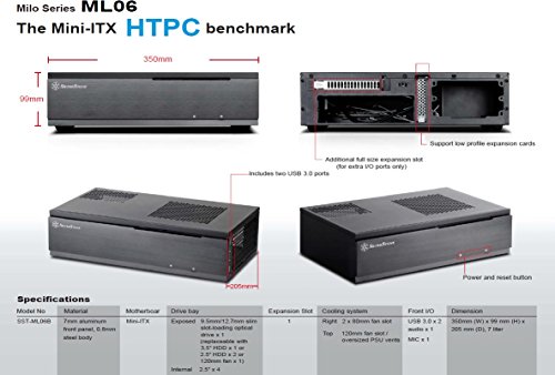 SilverStone SST-ML06B - Cabinet Milo per Slim HTPC formato Mini-ITX , Silent, nero