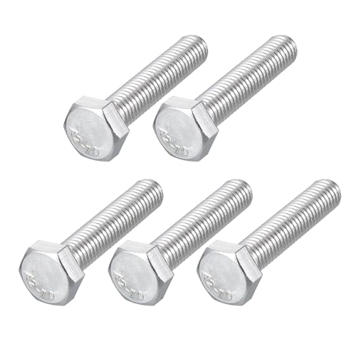 Image of METALLIXITY Hex Bolts (M8-1.25x40mm) 5Pcs, 304 Stainless Steel Coarse Fully Threaded Hex Head Screw Bolt Machine Screws - for Furniture Repair, Silver